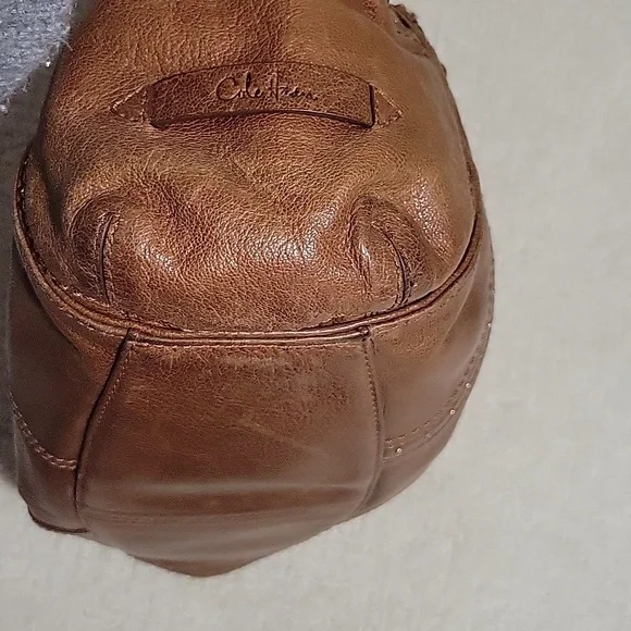 Cole Haan Dillan Ruched Cognac Brown Studded Satchel Bag Y2K Messy Fabulous - Picture 5 of 16